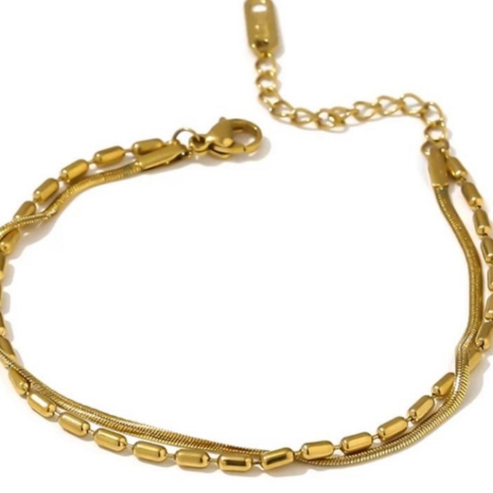 Waterproof gold plated double layer snake bone bracelet - Picture 4 of 4